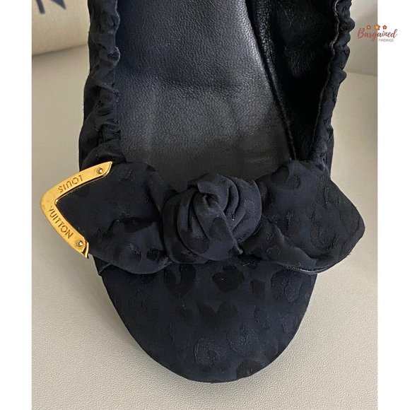 Authentic Louis Vuitton Black Leopard Print Fabric Amulet Ballet Flats Size 38/8 - Picture 2 of 13